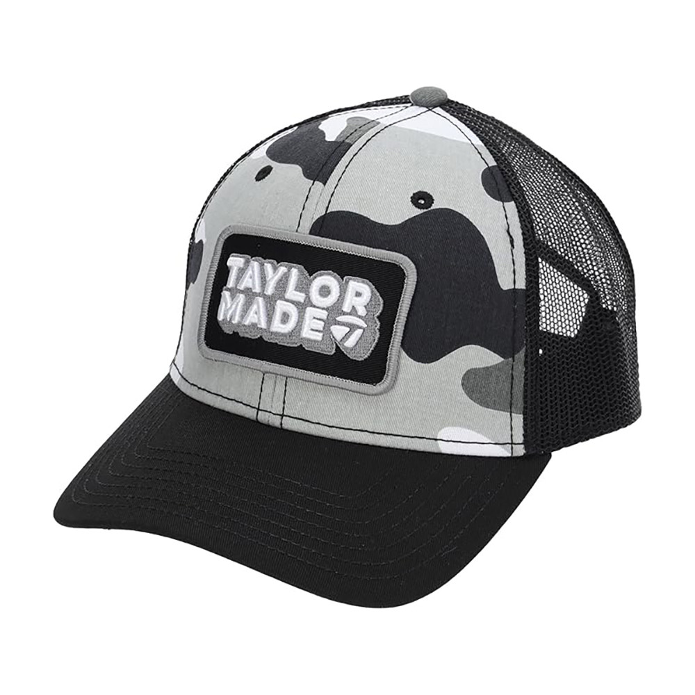 TaylorMade Ventura Retro Trucker Snapback Hat - Grey Camo XS